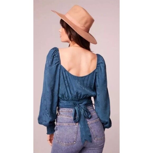 Band of the Free BOG Size Small Camille Deep Teal Crossover Crop Top Deep Teal - Picture 3 of 5